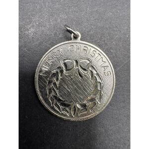 925 Sterling Silver Vintage Beau "Merry Christmas" Round Pendant 24.2mm
